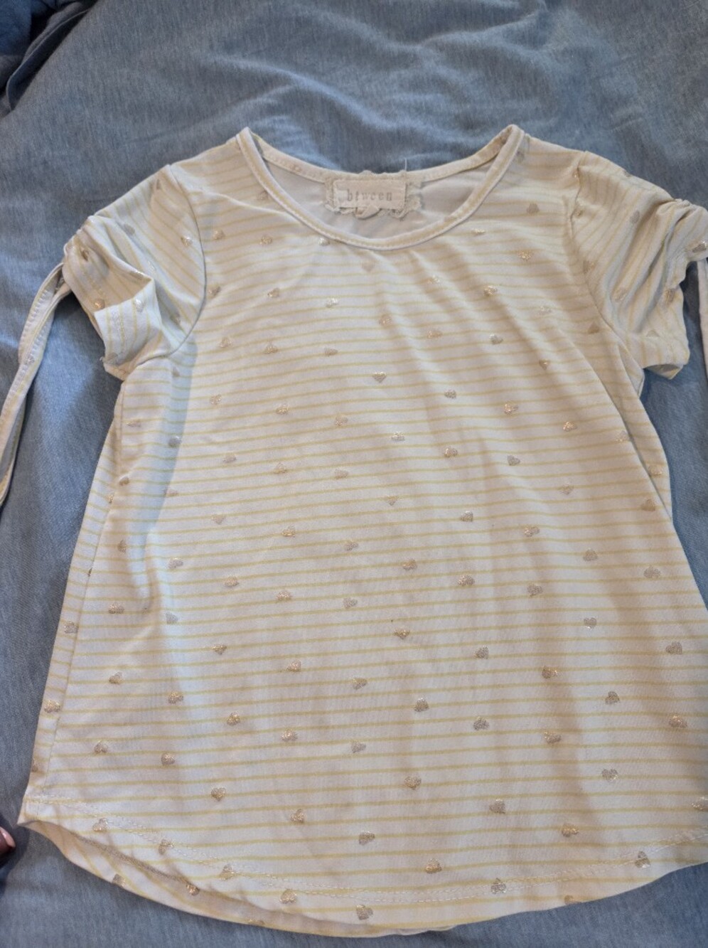 btween Cream and Gold Striped Short Sleeve Tee